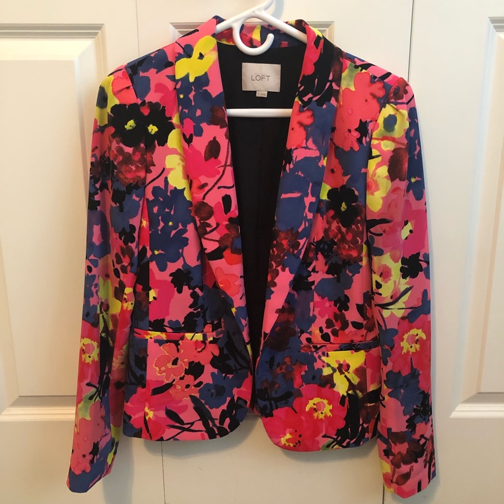 Women’s LOFT Printed Bright Floral Blazer XS